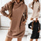 Vestido Longo Feminino com Capuz e Manga Longa - Design Minimalista