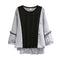 Blusa Holgada Coreana de Tres Cuartos con Doble Capa