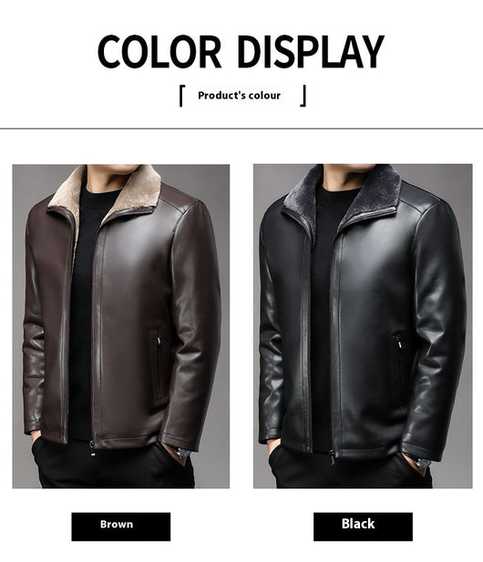 Abrigo de Cuero Premium con Cuello de Piel y Forro Polar Térmico - Image 17