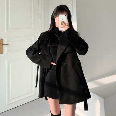 Abrigo de Lana Retro con Cuello Suelto y Cordones - Versátil y Elegante - Image 2