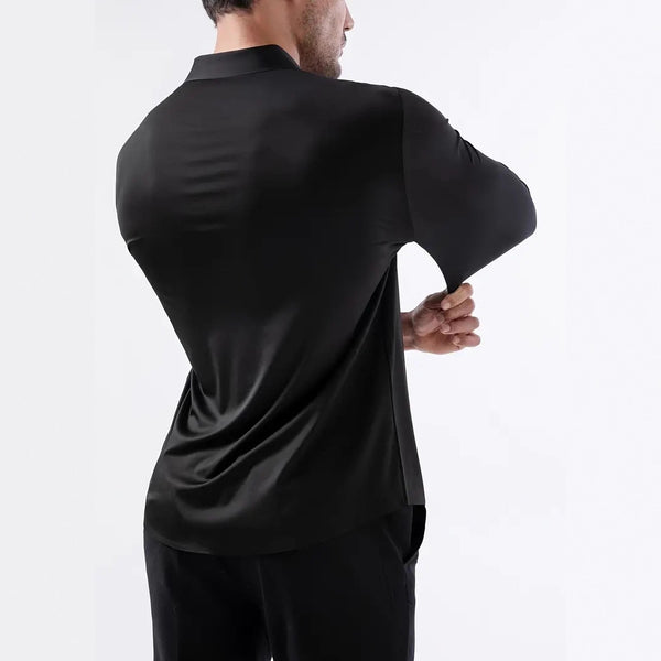 Camisa Elástica sin Costuras para Hombre Talla Grande - Manga Larga Antirruga