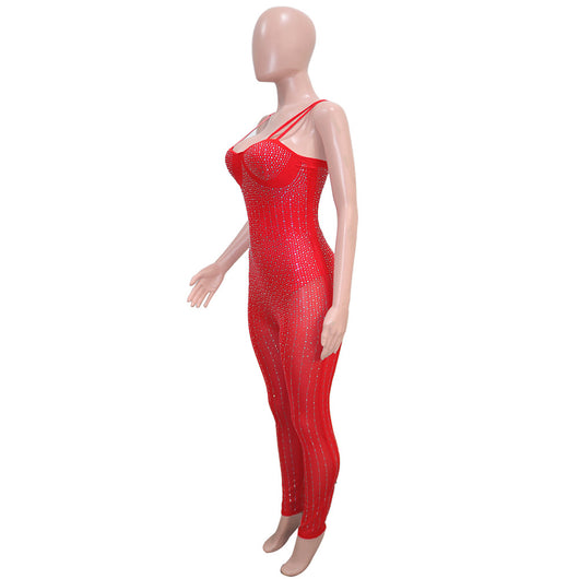 Jumpsuit Elegante de Malla Transparente con Strass y Tirantes - Image 15
