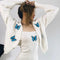 Conjunto de Dos Piezas: Cardigan Tejido con Bordado de Mariposas