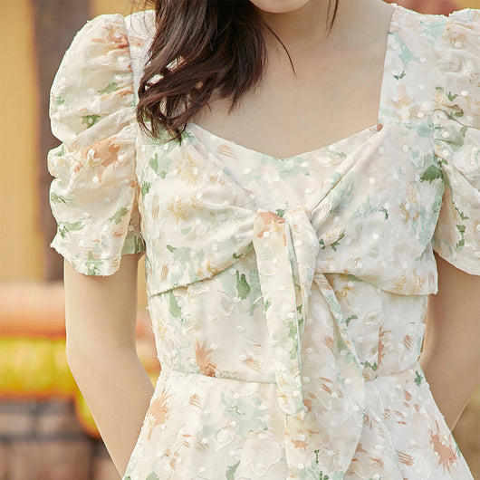 Vestido Midi con Lazo Bordado y Textura Delicada - Image 4