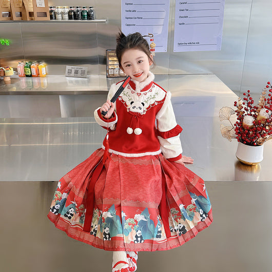 Conjunto de Falda Infantil Estilo Horse-Face para Invierno - Image 4