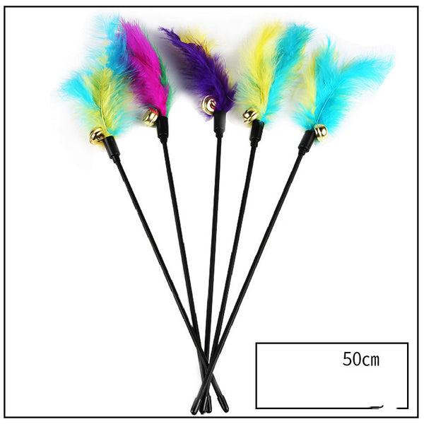 Juguete Interactivo para Gatos con Campana y Plumas - Resistente al Mordisco
