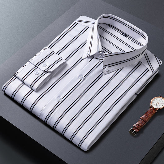 Camisa Casual Ejecutiva Slim Fit con Estampado de Rayas para Hombre - Image 13