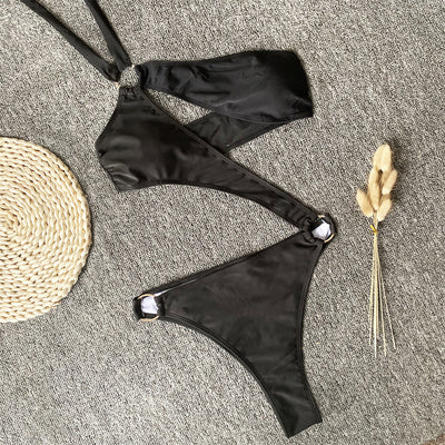 Traje de baño bikini con cuello colgante y abertura lateral - Image 31