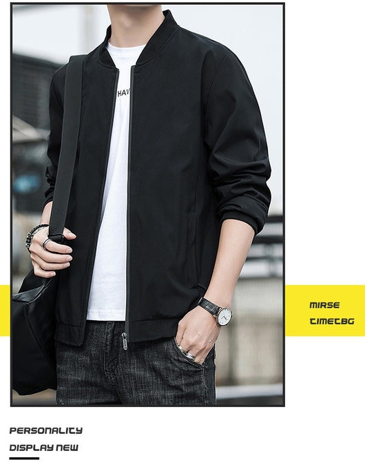 Chaqueta Hombre Primavera Otoño Cuello Alto Diseño Liso - Image 22