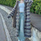 Cardigan Largo Tejido a Rayas con Capucha - Estilo Desenfadado