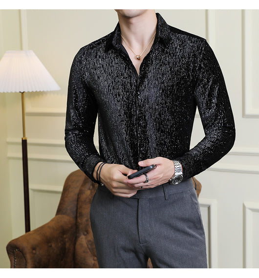 Camisa Slim Fit Brillante para Hombre - Estilo Personalidad - Image 22