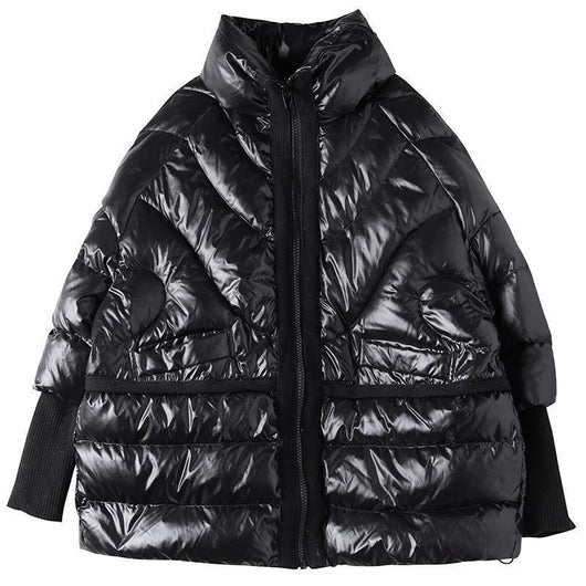 Abrigo de Plumas de Pato Blanco Talla Grande con Cuello Alto Tipo O y Costura de Lana - Image 5