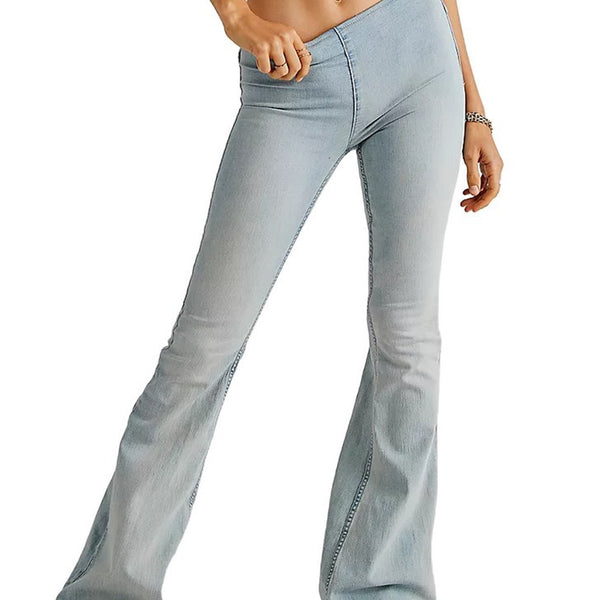 Jeans Acampanados Cintura Baja con Elasticidad