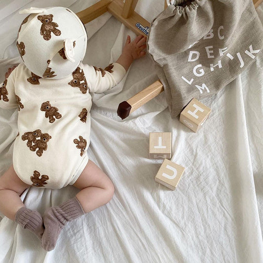 Romper con Capucha Estampado Osito para Bebé