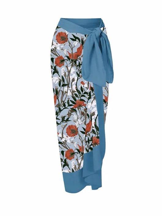 Traje de Baño Dos Piezas Chiffon con Falda Cadera Estampada - Image 29