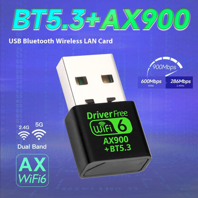 Adaptador de Red Inalámbrico Wifi 6 AX900M - Conexión Rápida sin Drivers