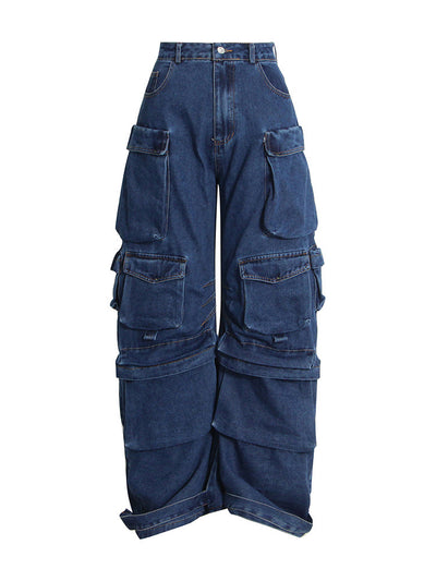 Jeans Vintage Patchwork de Cintura Alta y Pierna Ancha con Efecto Desgastado - Image 9