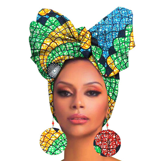 Turbante de Algodón Estampado con Aretes Oversize - Image 22