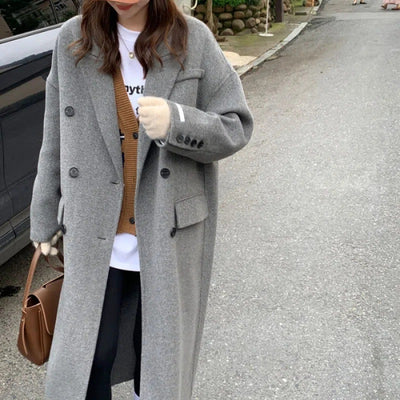 Abrigo de Lana Gris Suelto para Mujer - Versátil y Cómodo - Image 6