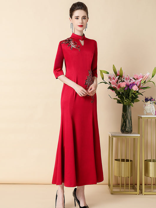 Vestido Cheongsam Elegante Efecto Adelgazante para Mujer - Image 3