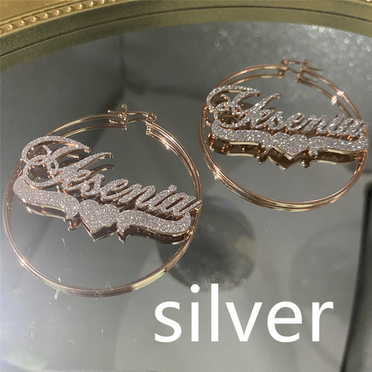 Aretes Personalizados de Acero Inoxidable con Nombre y Circonitas - Image 2