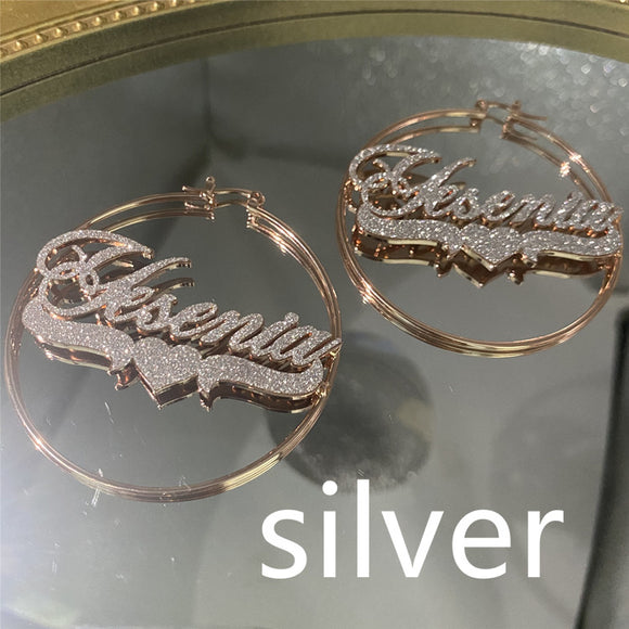 Aretes Personalizados de Acero Inoxidable con Nombre y Circonitas