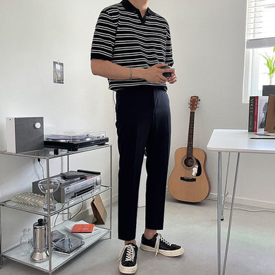 Polo Holgado Verano Estilo Coreano para Hombre - Image 5
