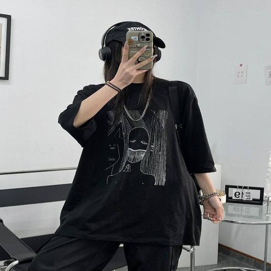 Playera Suelta con Estampado Ghost Face