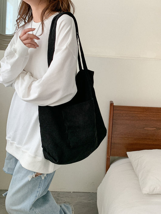 Bolso de Hombro Corduroy Capacidad Grande - Estilo Literario y Versátil - Image 22