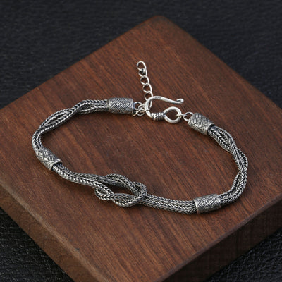 Pulsera de Plata Tailandesa Tejida a Mano - Diseño Retro Nicho en Plata 925