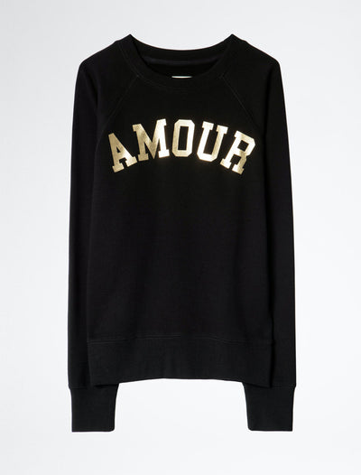 Sudadera Estampada AMOUR en Algodón Negro para Mujer - Image 9