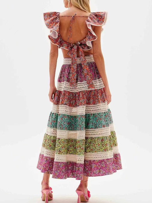 Conjunto Falda y Top Calado con Contraste de Colores - Image 5