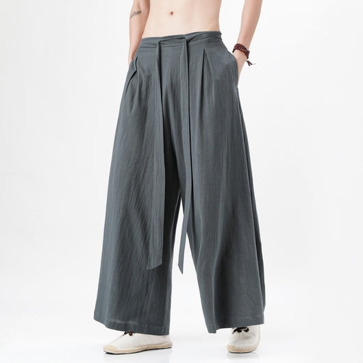 Pantalones Holgados de Algodón y Lino Talla Grande Estilo Chino para Hombre - Image 4