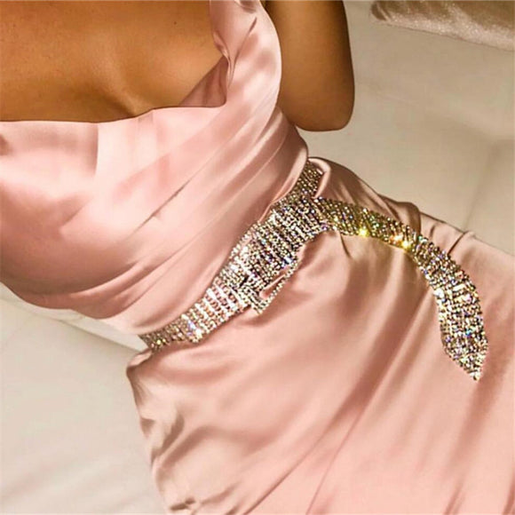 Cadena de Cintura con Diamantes Engarzados en Diez Hileras