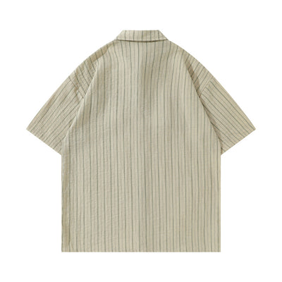 Camisa de Rayas Verticales Manga Corta para Hombre - Image 17