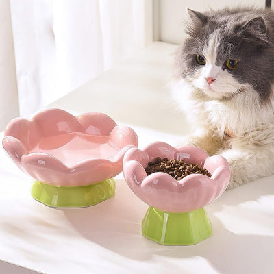 Comedero Elevado para Gatos de Cerámica Rosa - Diseño Inclinado Anti-Vómito y Fatiga de Bigotes - Image 12