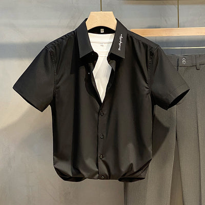 Camisa Casual Slim Fit Rayada para Hombre - Manga Corta Estilo Ejecutivo - Image 5