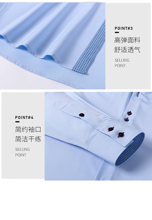 Camisa Hombre Estiramiento Cuádruple con Lunares y Bloques de Color - Image 27