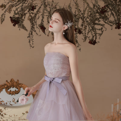 Vestido Largo Escotado en Púrpura para Mujer - Image 7