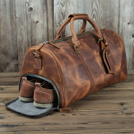 Bolsa de Viaje Grande Cuero Vintage Crazy Horse para Hombre - Image 13