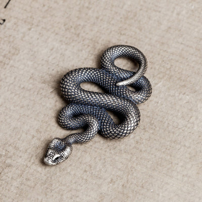 Dije Llavero de Plata 925 Serpiente Vintage Efecto Desgastado - Image 4