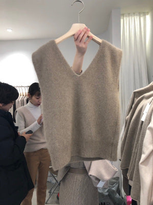Chaleco de Lana Suelta con Escote en V Doble para Otoño e Invierno - Image 8