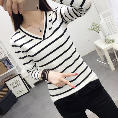 Blusa Cuello V Manga Larga Estilo Coreano - Image 16