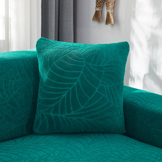 Funda de Almohada Jacquard Nórdica con Hoja Grande en Colores Puros - Image 2