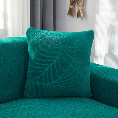Funda de Almohada Jacquard Nórdica con Hoja Grande en Colores Puros - Image 2