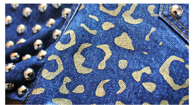 Shorts Denim Rotos Cintura Alta con Remaches y Estampado - Image 6
