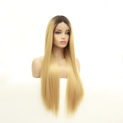 Peluca Frontal de Encaje Sintético Cabello Liso Largo - Image 8