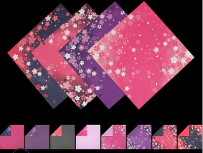 Papel Origami Reversible Bicolor con Estampado Floral Japonés