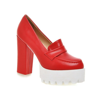 Zapatos de Tacón Alto 12cm Grueso Negro Rojo y Blanco Tallas Grandes - Image 5