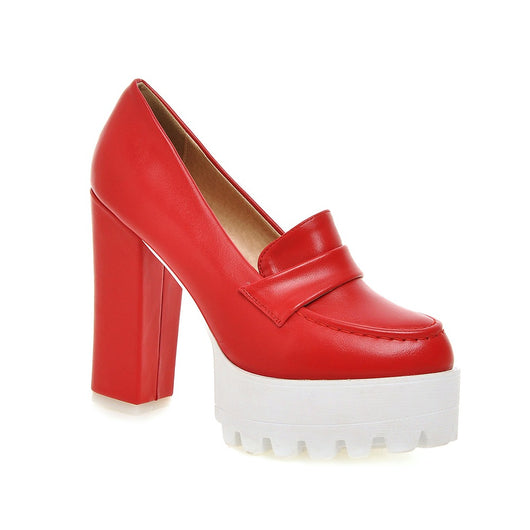 Zapatos de Tacón Alto 12cm Grueso Negro Rojo y Blanco Tallas Grandes - Image 5
